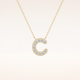 0.24 TCW Round Cut Moissanite C Initial Pendant Necklace