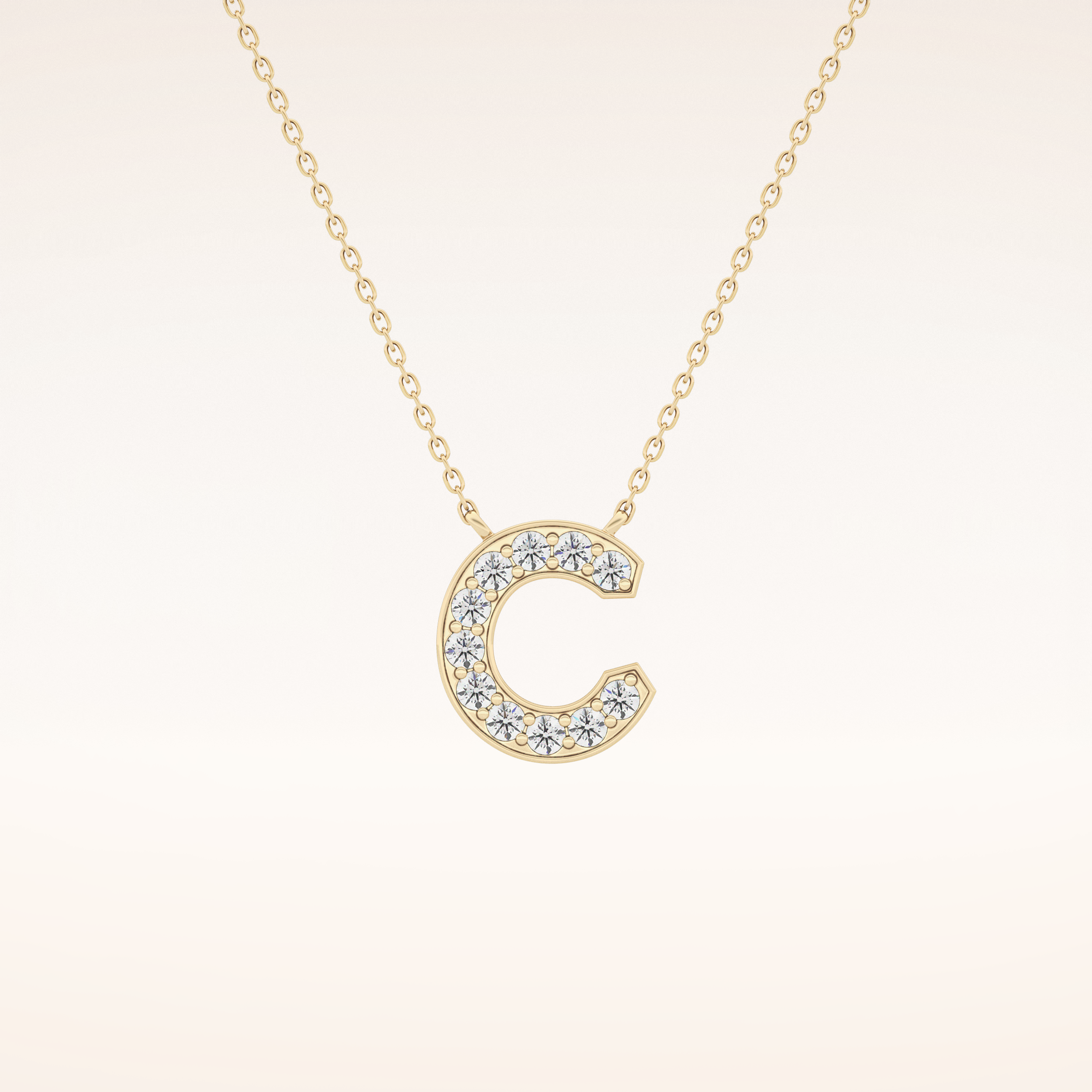 0.24 TCW Round Cut Moissanite C Initial Pendant Necklace