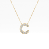 0.24 TCW Round Lab Grown Diamond C Initial Pendant Necklace