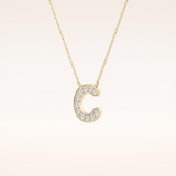 0.24 TCW Round Cut Moissanite C Initial Pendant Necklace