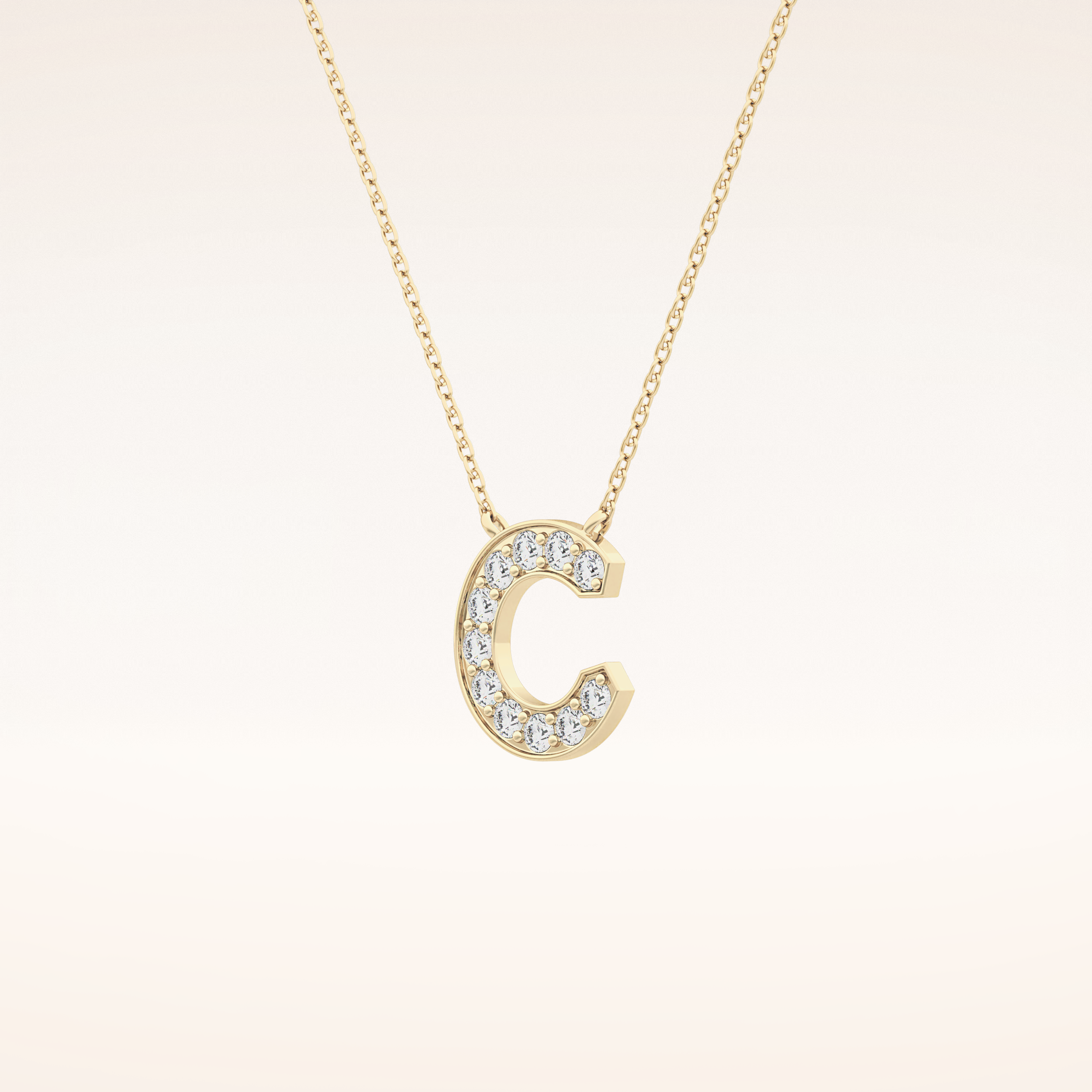 0.24 TCW Round Cut Moissanite C Initial Pendant Necklace