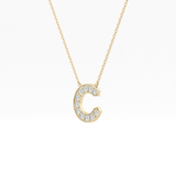 0.24 TCW Round Lab Grown Diamond C Initial Pendant Necklace