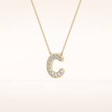 0.24 TCW Round Cut Moissanite C Initial Pendant Necklace