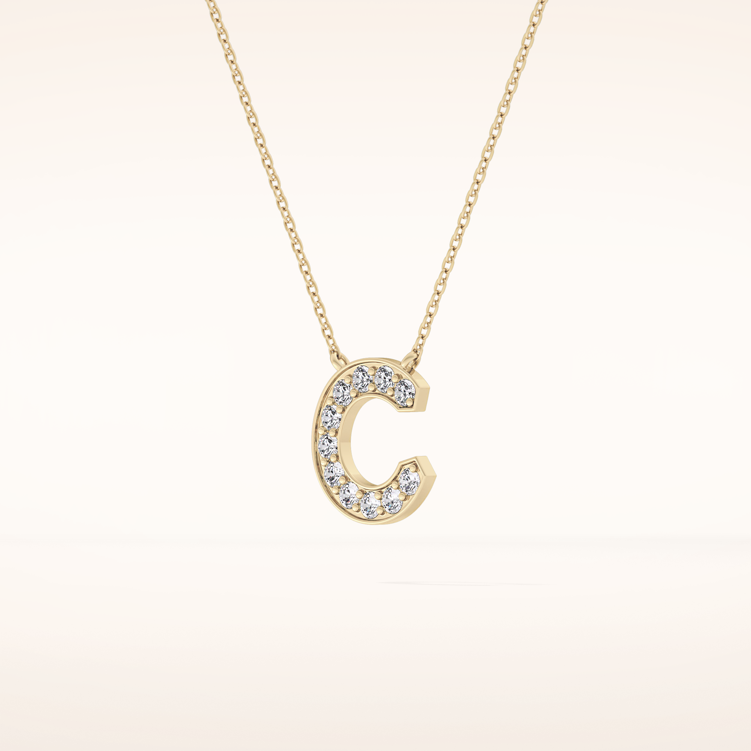 0.24 TCW Round Cut Moissanite C Initial Pendant Necklace