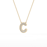 0.24 TCW Round Lab Grown Diamond C Initial Pendant Necklace