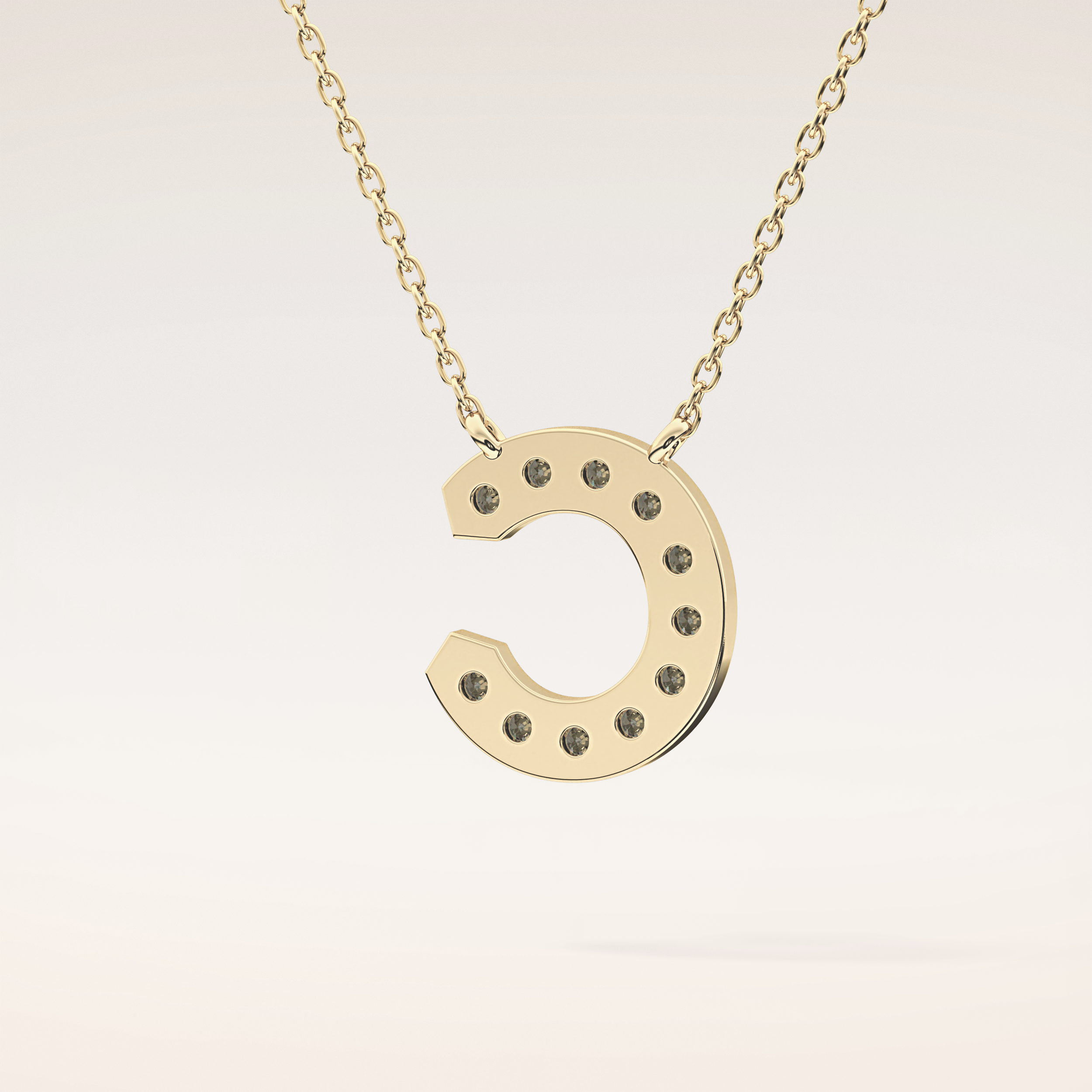 0.24 TCW Round Cut Moissanite C Initial Pendant Necklace