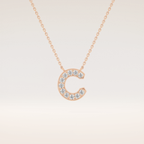 0.24 TCW Round Cut Moissanite C Initial Pendant Necklace