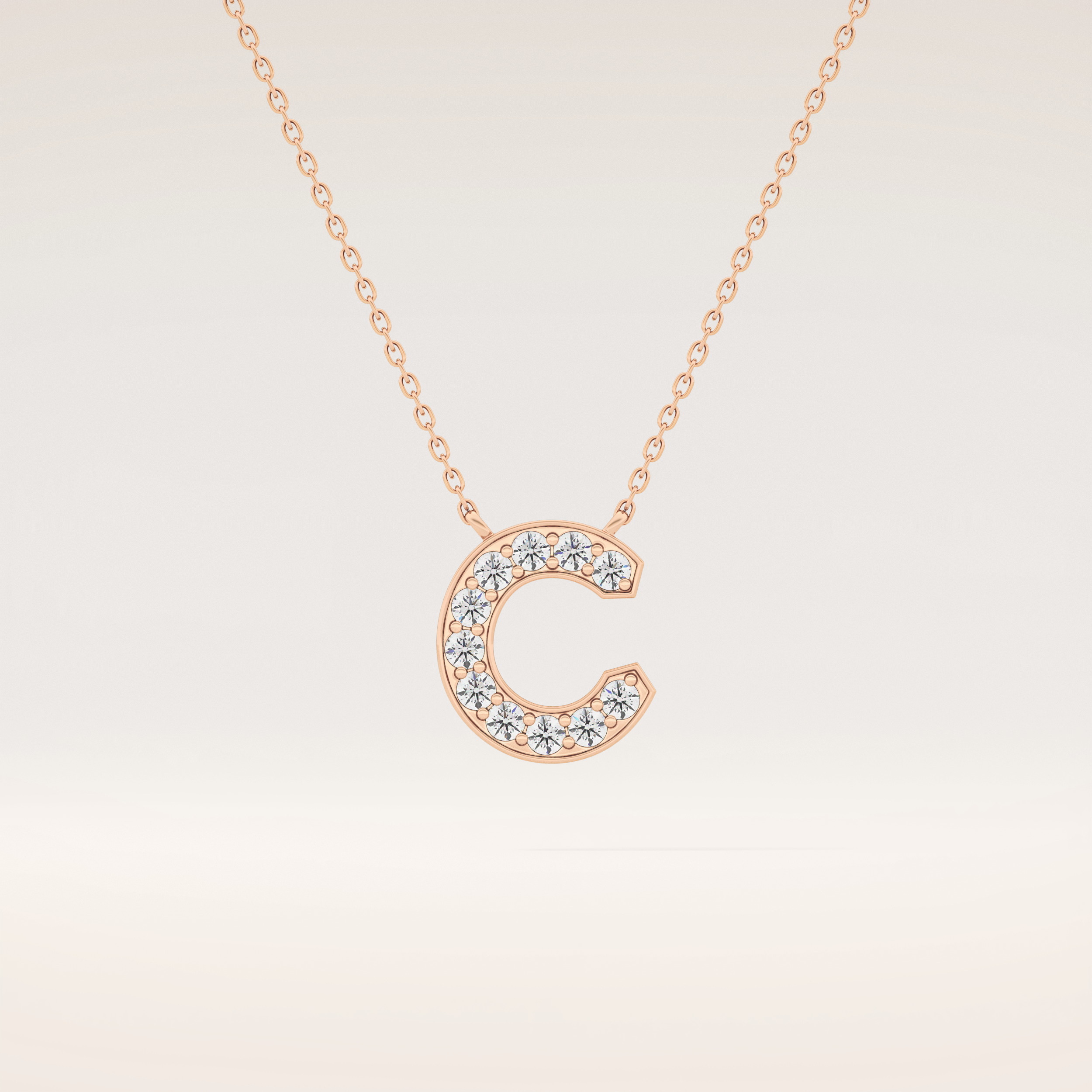 0.24 TCW Round Cut Moissanite C Initial Pendant Necklace