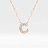 0.24 TCW Round Lab Grown Diamond C Initial Pendant Necklace