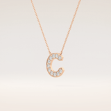 0.24 TCW Round Cut Moissanite C Initial Pendant Necklace