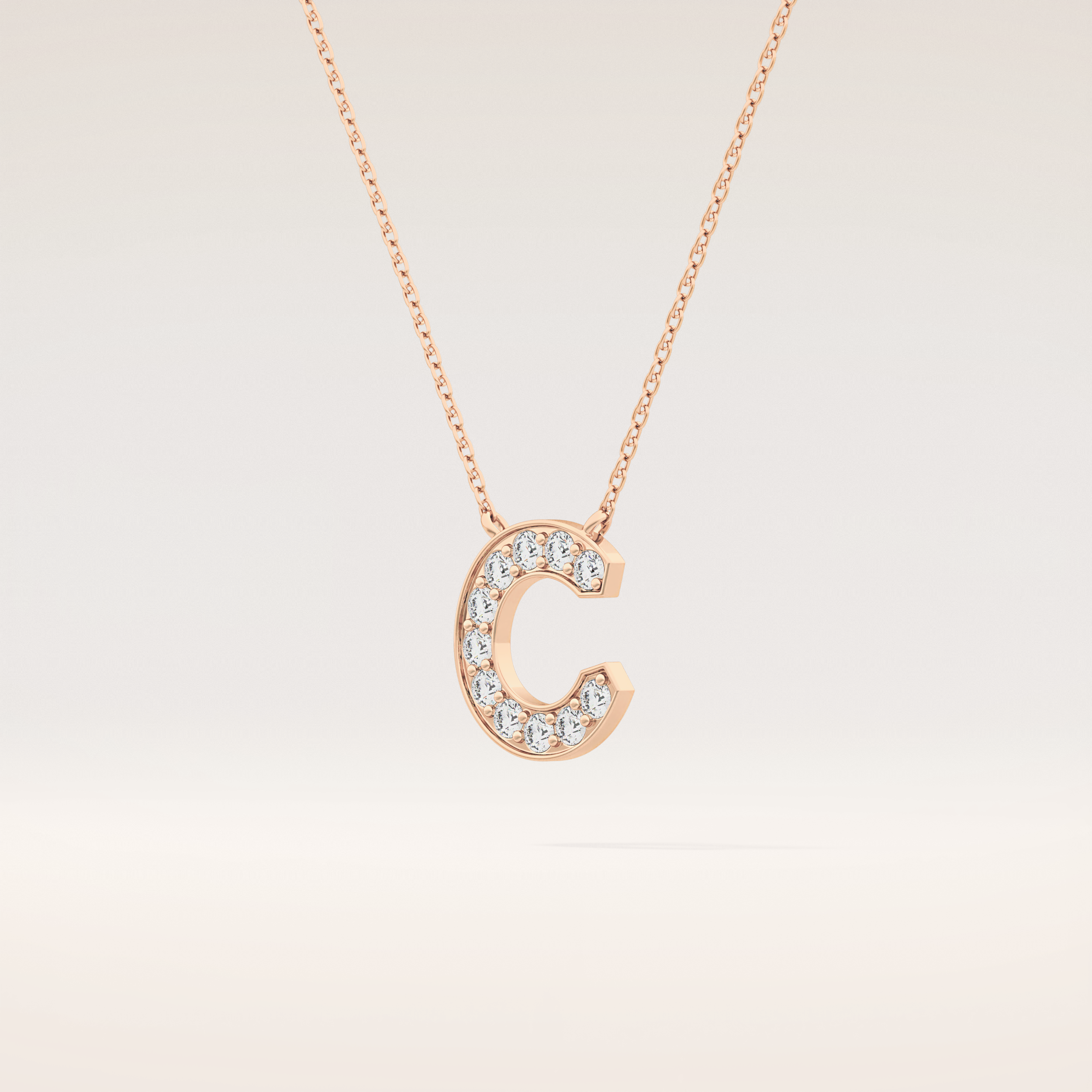 0.24 TCW Round Cut Moissanite C Initial Pendant Necklace