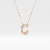 0.24 TCW Round Lab Grown Diamond C Initial Pendant Necklace