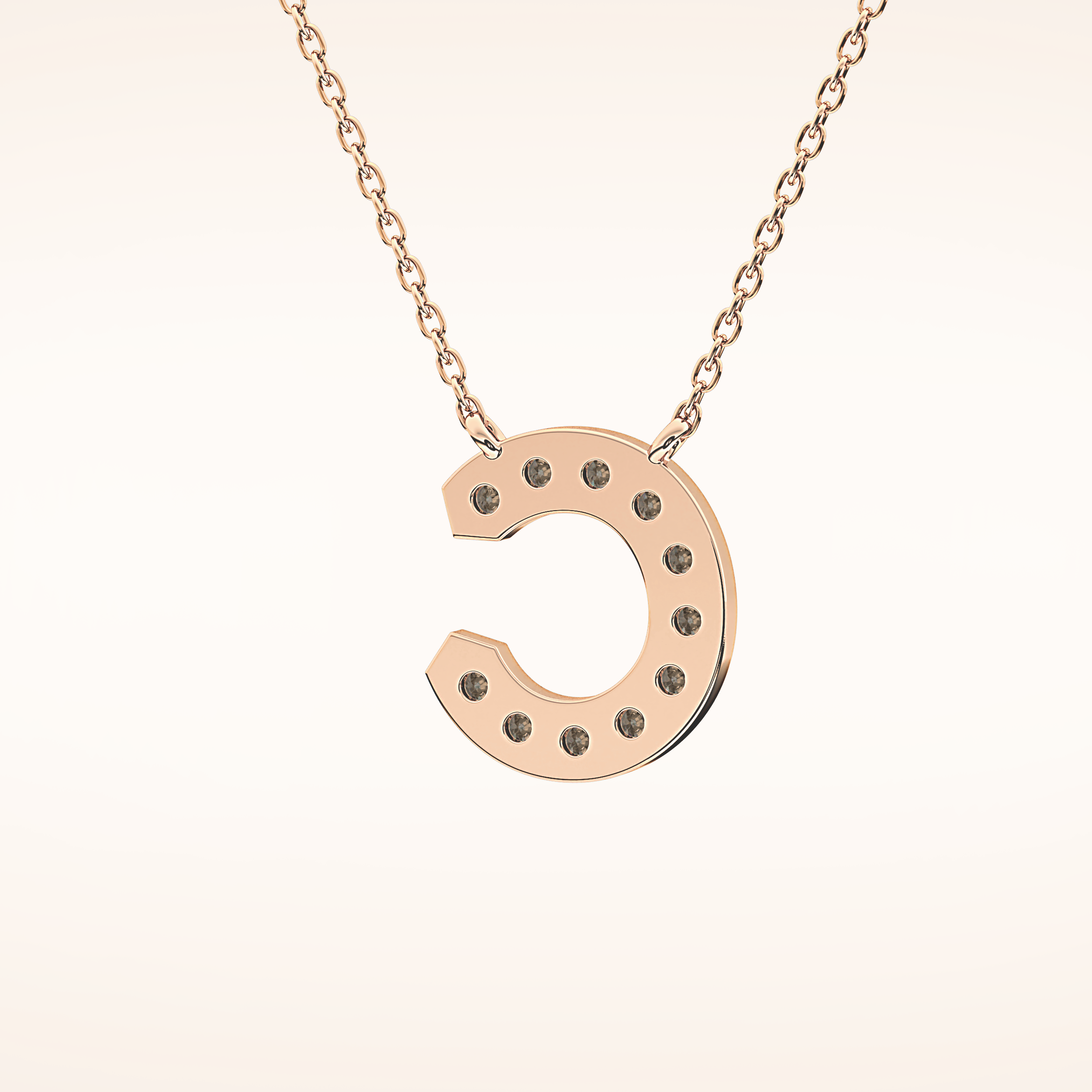 0.24 TCW Round Cut Moissanite C Initial Pendant Necklace