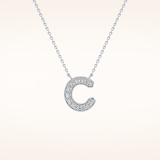 0.24 TCW Round Cut Moissanite C Initial Pendant Necklace