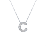 0.24 TCW Round Lab Grown Diamond C Initial Pendant Necklace