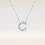 0.24 TCW Round Cut Moissanite C Initial Pendant Necklace