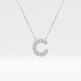 0.24 TCW Round Lab Grown Diamond C Initial Pendant Necklace