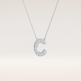 0.24 TCW Round Cut Moissanite C Initial Pendant Necklace
