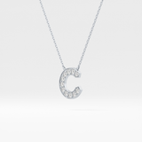 0.24 TCW Round Lab Grown Diamond C Initial Pendant Necklace