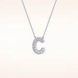 0.24 TCW Round Cut Moissanite C Initial Pendant Necklace
