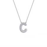 0.24 TCW Round Lab Grown Diamond C Initial Pendant Necklace