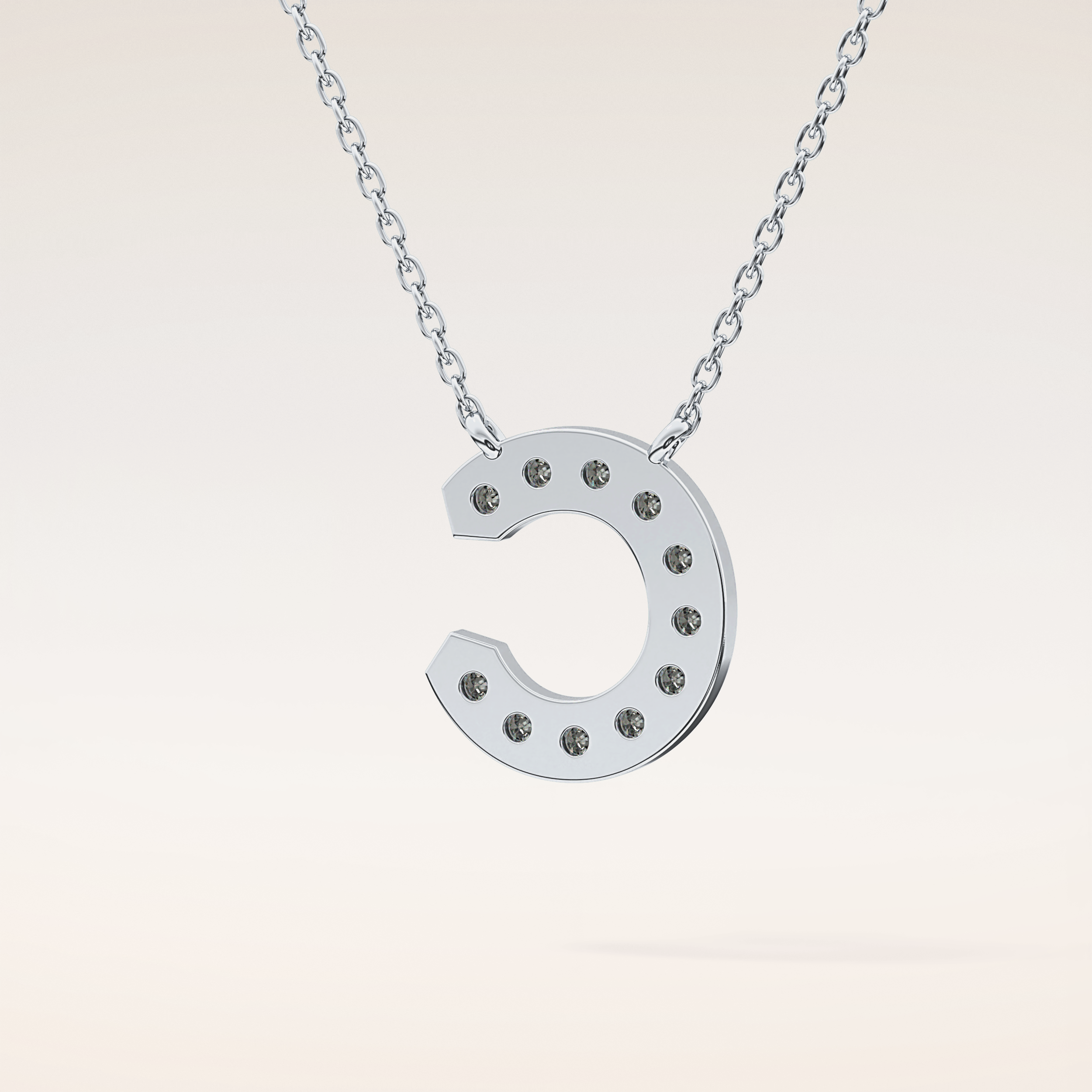 0.24 TCW Round Cut Moissanite C Initial Pendant Necklace