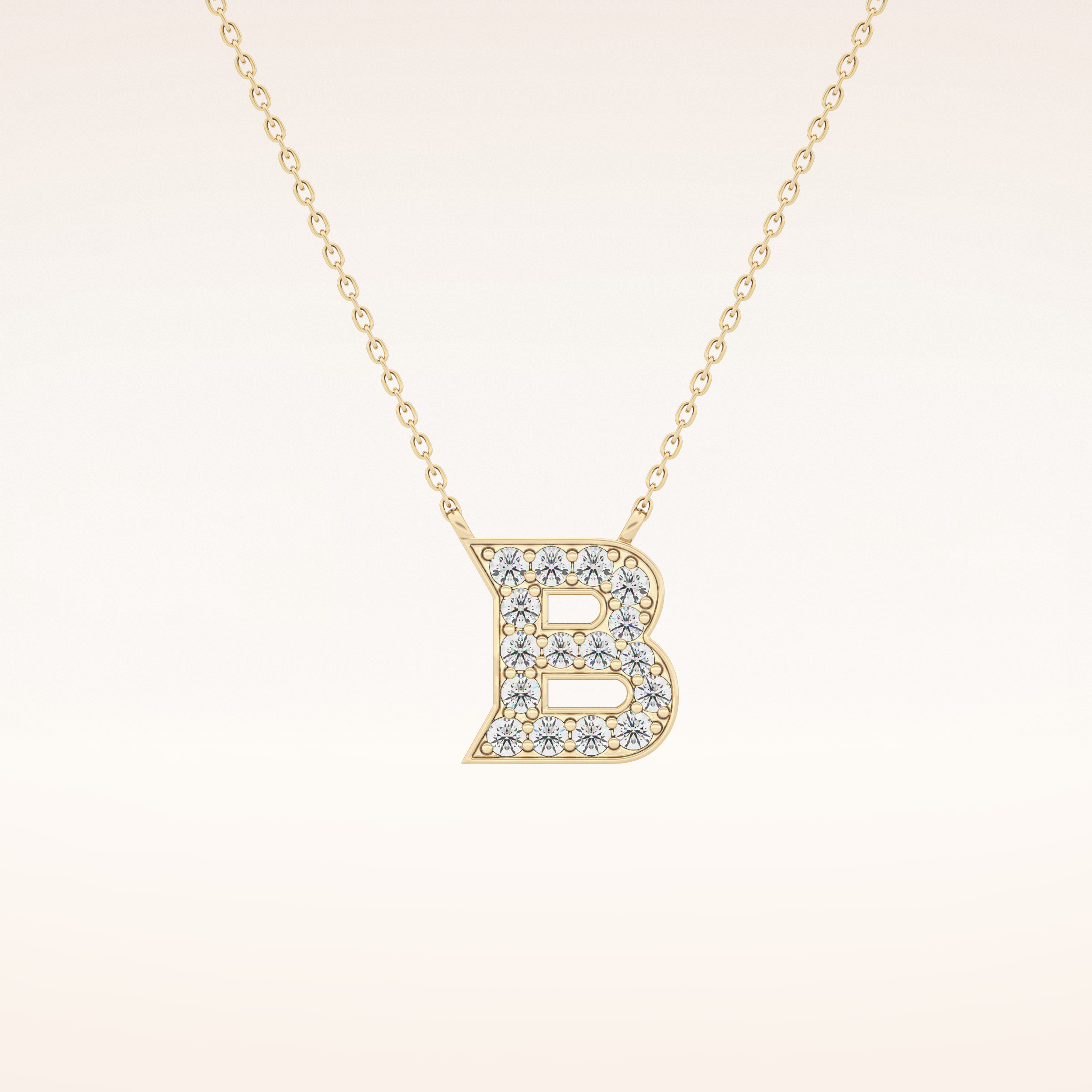 0.323 TCW Round Cut Moissanite B Initial Pendant Necklace
