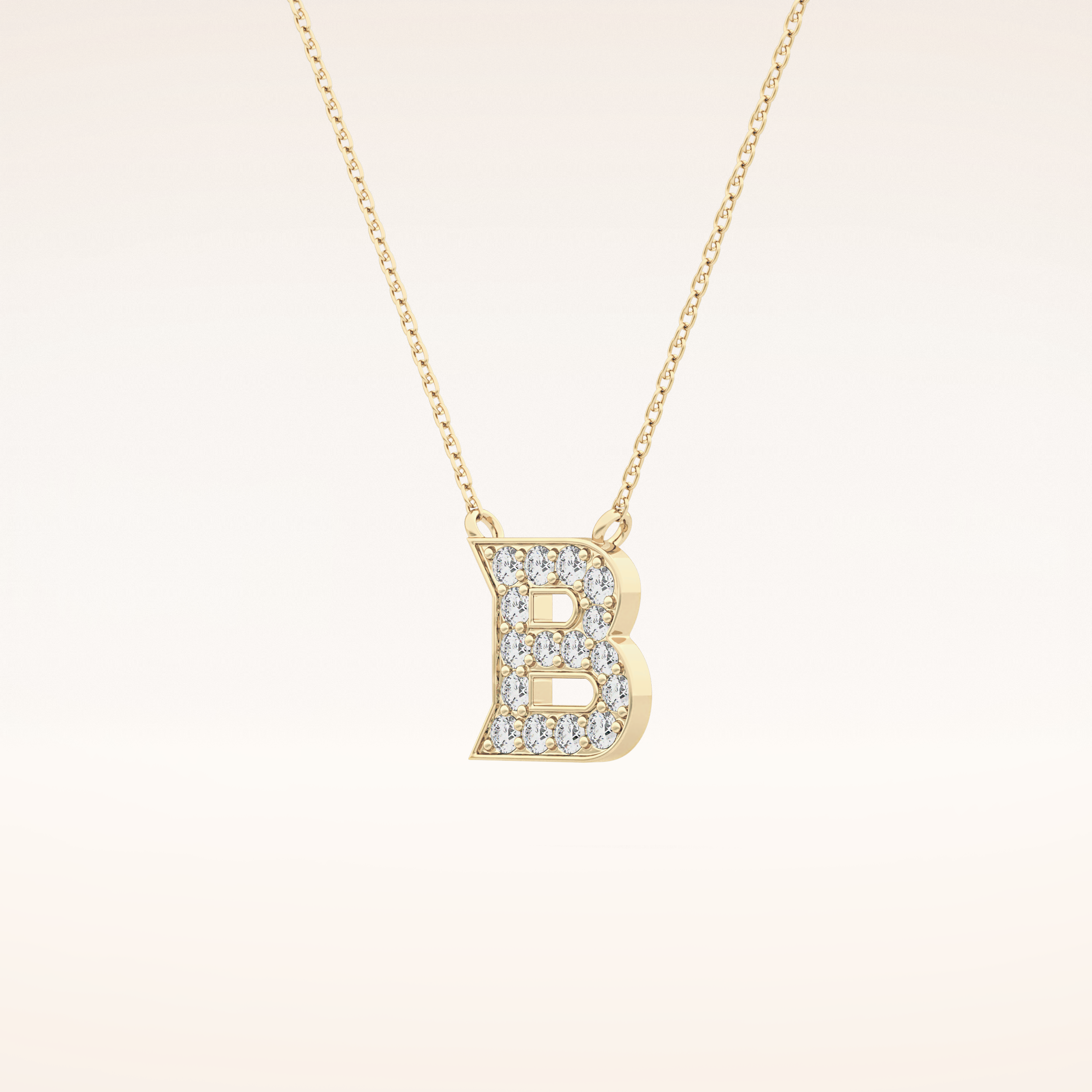0.323 TCW Round Cut Moissanite B Initial Pendant Necklace