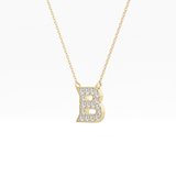 0.323 TCW Round Lab Grown Diamond B Initial Pendant Necklace