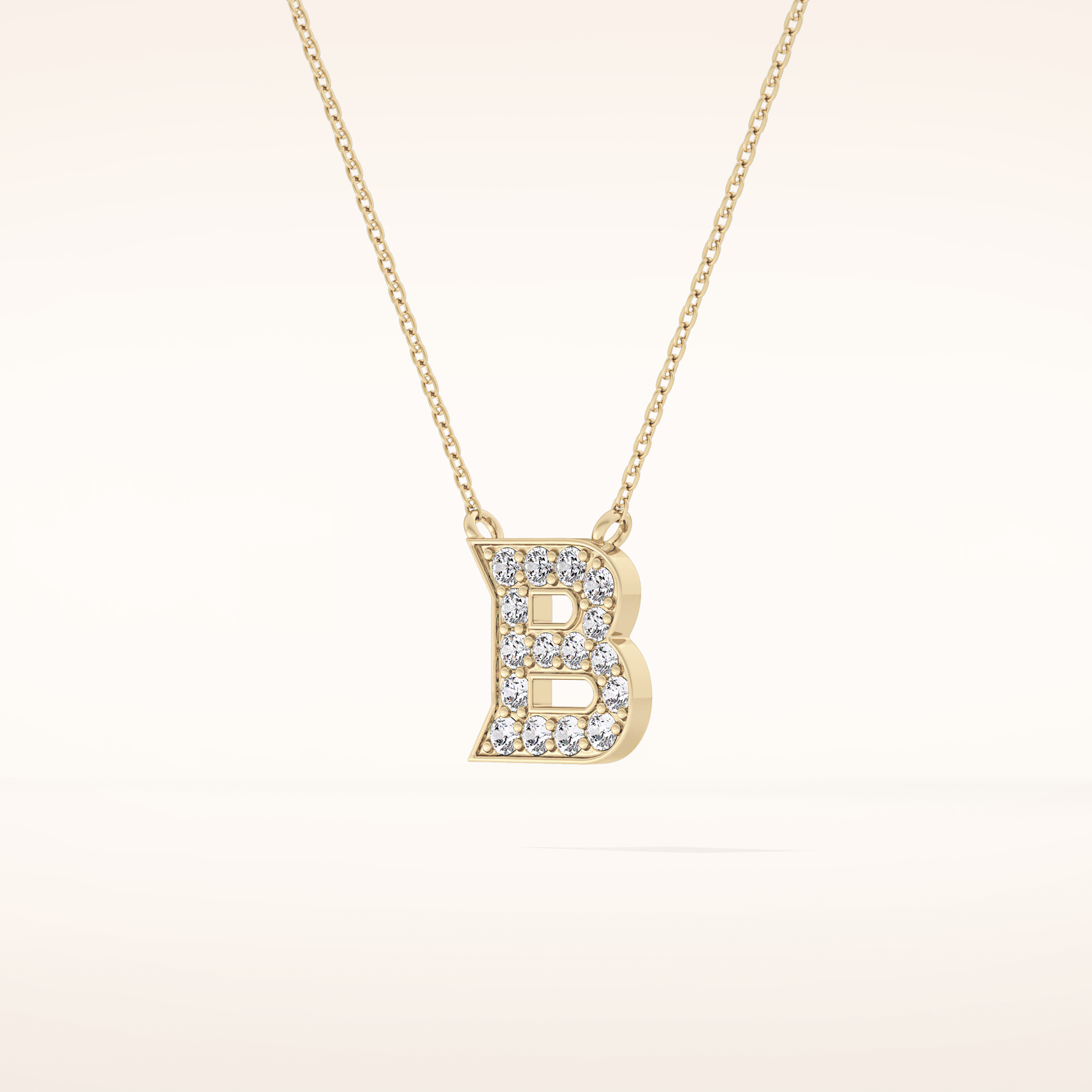 0.323 TCW Round Cut Moissanite B Initial Pendant Necklace