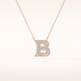 0.323 TCW Round Cut Moissanite B Initial Pendant Necklace