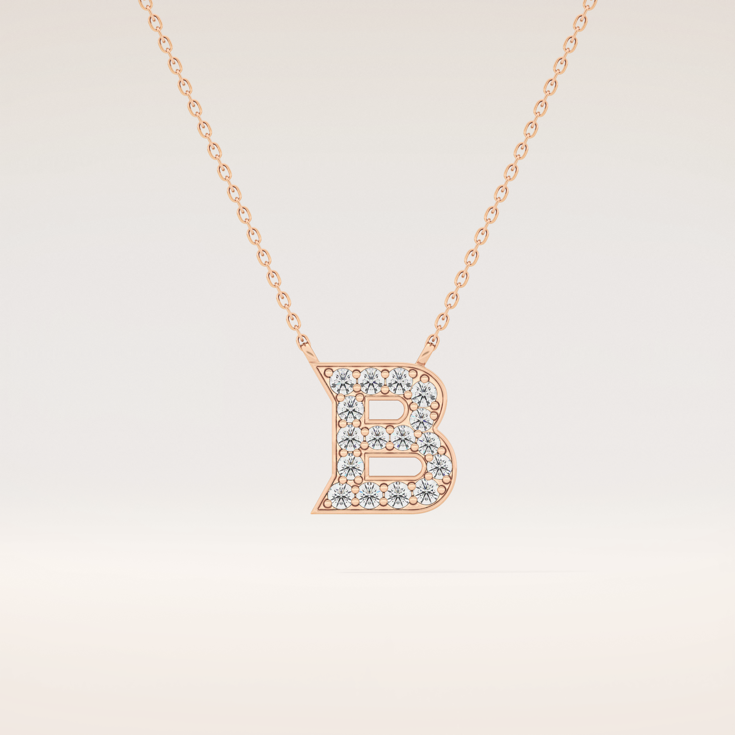 0.323 TCW Round Cut Moissanite B Initial Pendant Necklace