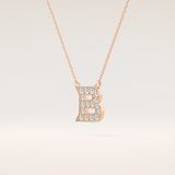 0.323 TCW Round Cut Moissanite B Initial Pendant Necklace