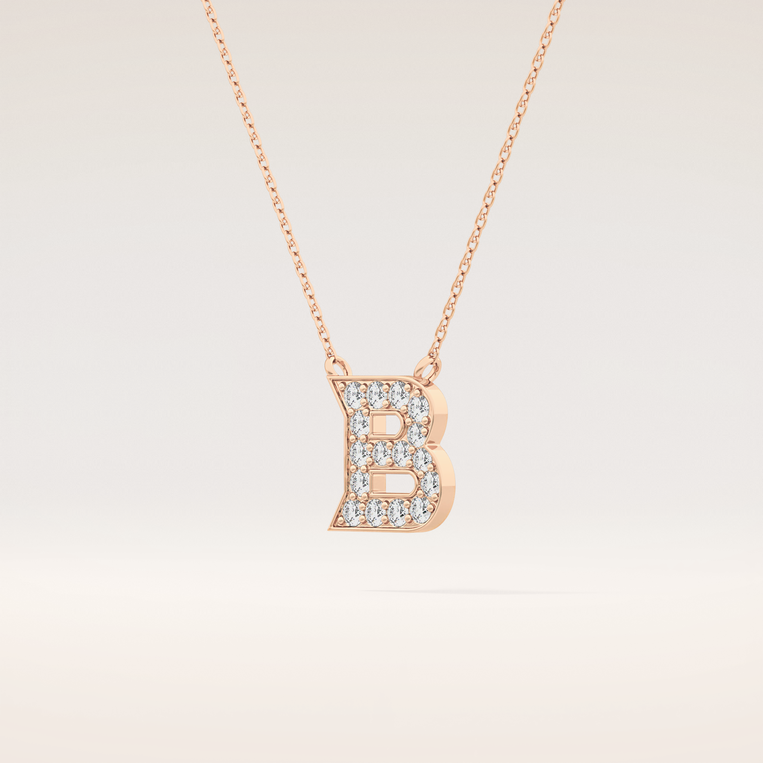 0.323 TCW Round Cut Moissanite B Initial Pendant Necklace