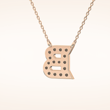 0.323 TCW Round Cut Moissanite B Initial Pendant Necklace