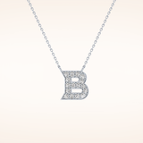 0.323 TCW Round Cut Moissanite B Initial Pendant Necklace