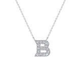 0.323 TCW Round Lab Grown Diamond B Initial Pendant Necklace