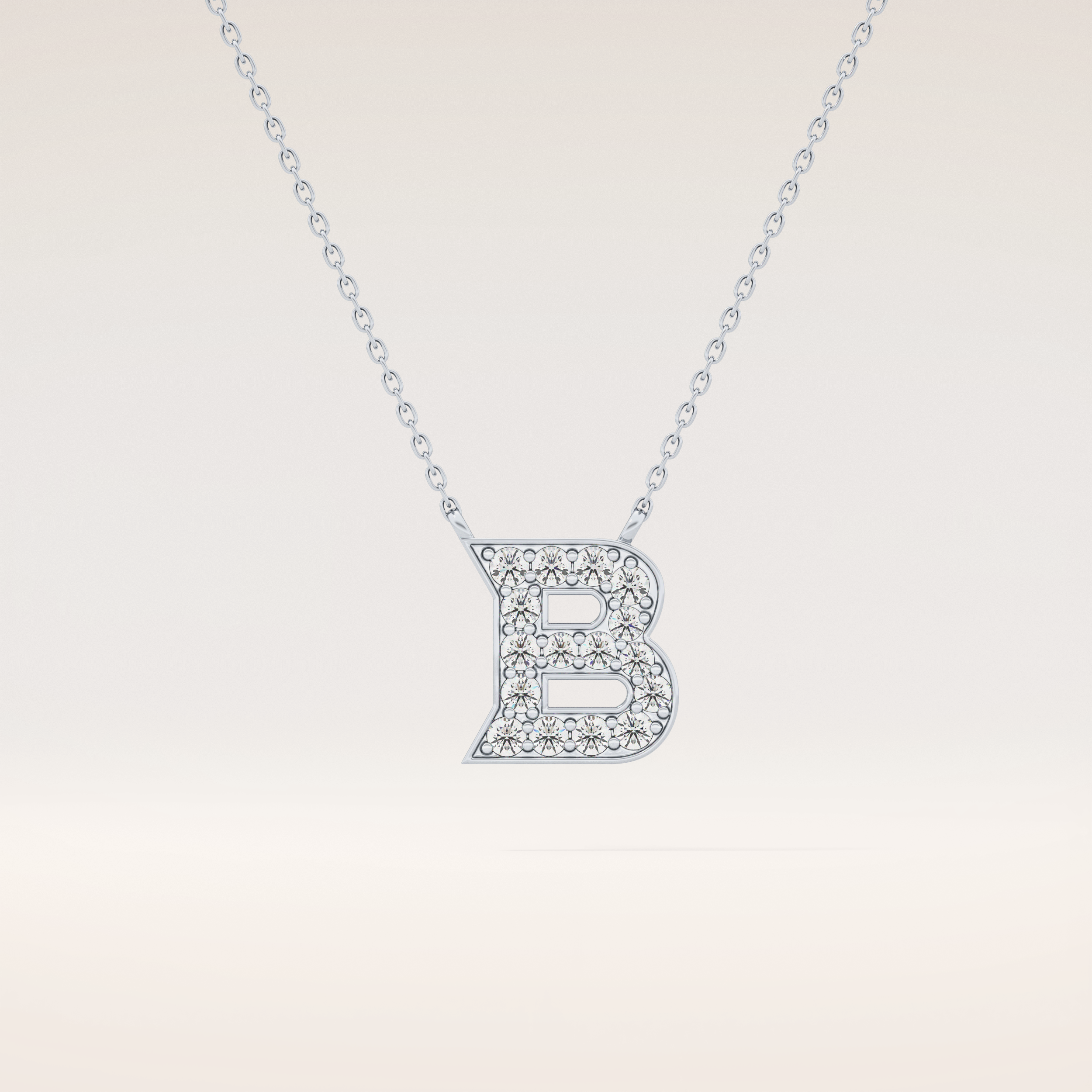 0.323 TCW Round Cut Moissanite B Initial Pendant Necklace