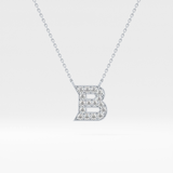 0.323 TCW Round Lab Grown Diamond B Initial Pendant Necklace