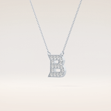 0.323 TCW Round Cut Moissanite B Initial Pendant Necklace