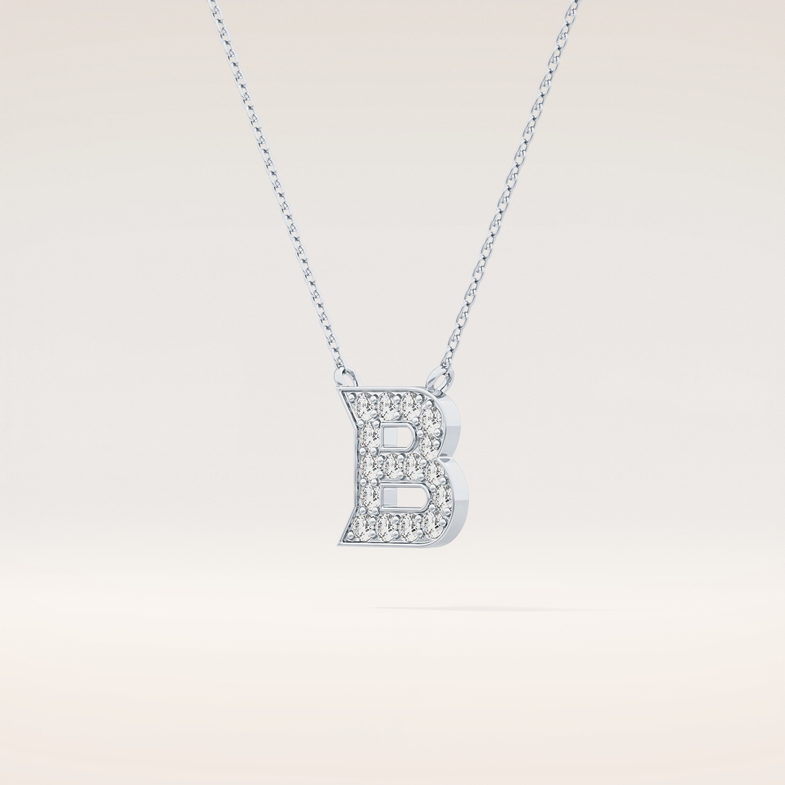 0.323 TCW Round Cut Moissanite B Initial Pendant Necklace
