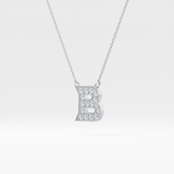 0.323 TCW Round Lab Grown Diamond B Initial Pendant Necklace