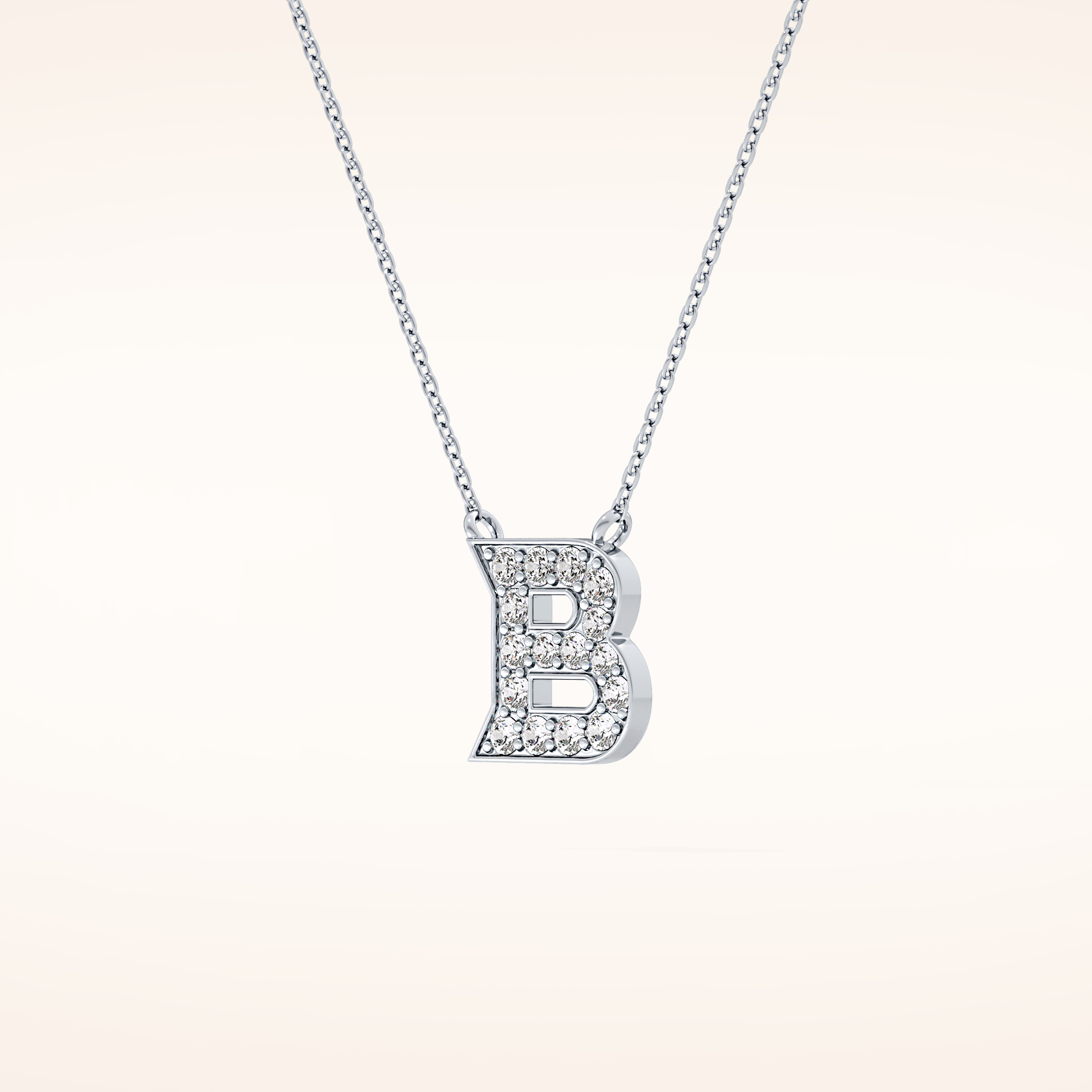 0.323 TCW Round Cut Moissanite B Initial Pendant Necklace