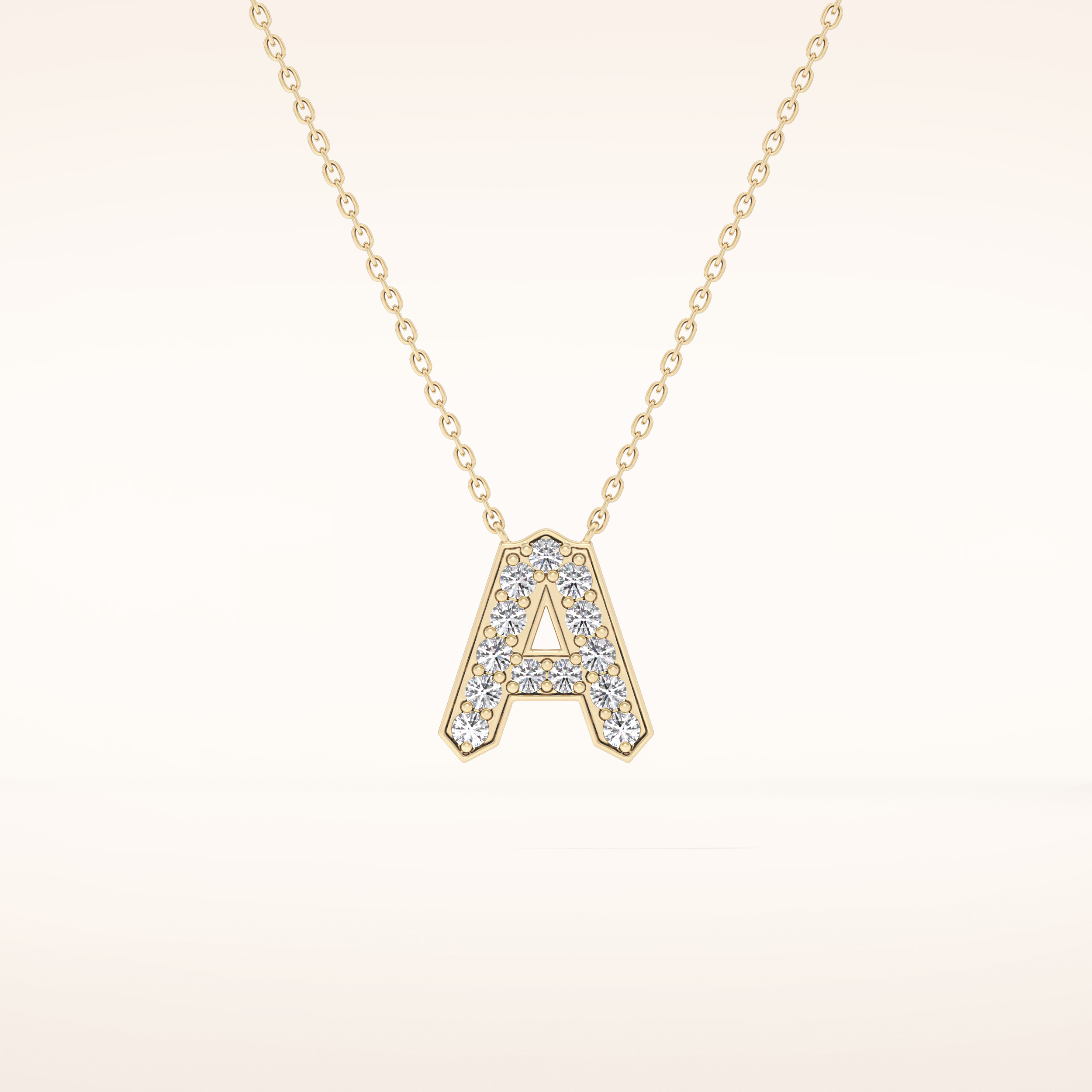 0.226 TCW Round Cut Moissanite A Initial Pendant Necklace