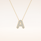 0.226 TCW Round Cut Moissanite A Initial Pendant Necklace