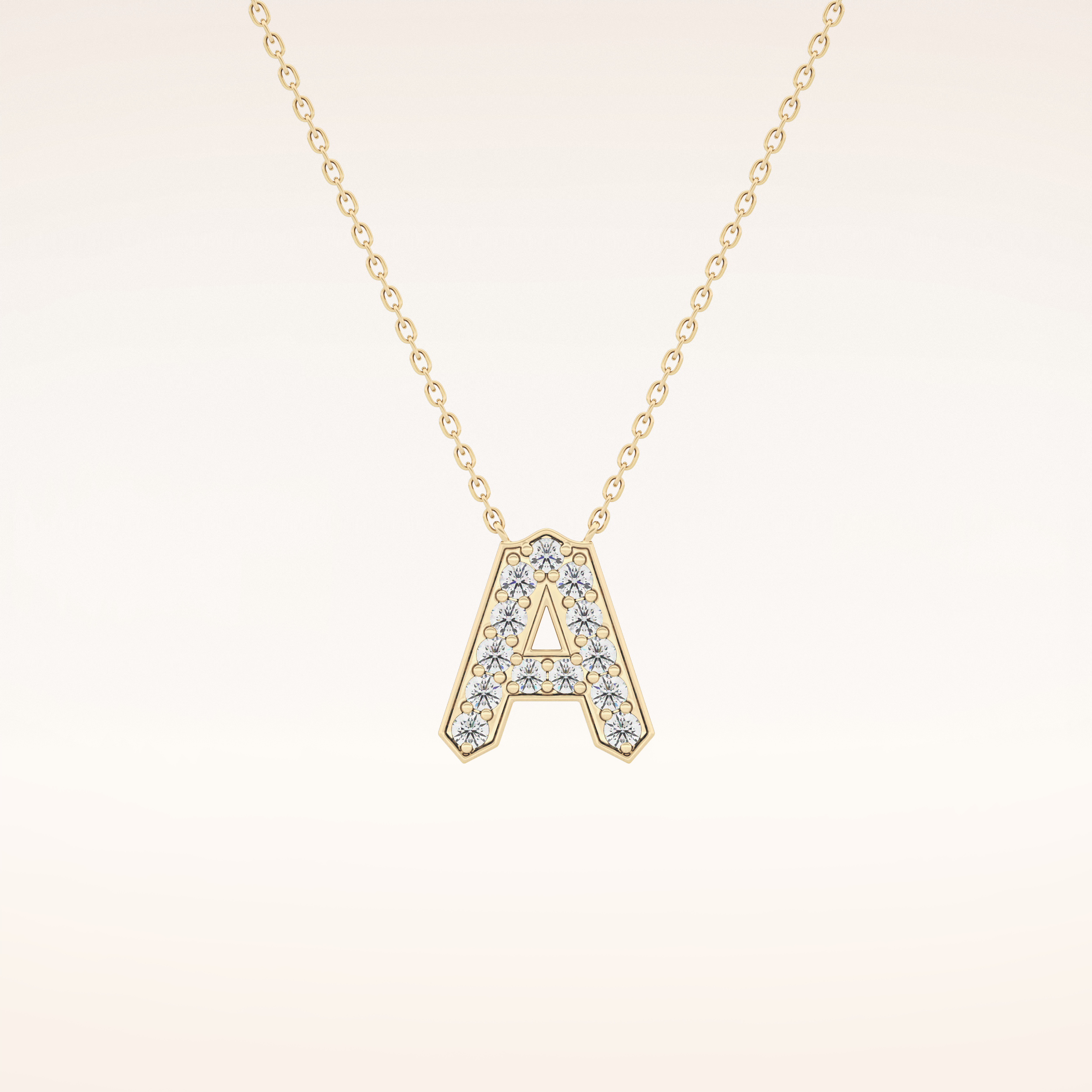 0.226 TCW Round Cut Moissanite A Initial Pendant Necklace