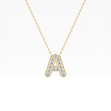 0.226 TCW Round Lab Grown Diamond A Initial Pendant Necklace