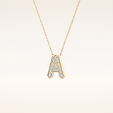 0.226 TCW Round Cut Moissanite A Initial Pendant Necklace