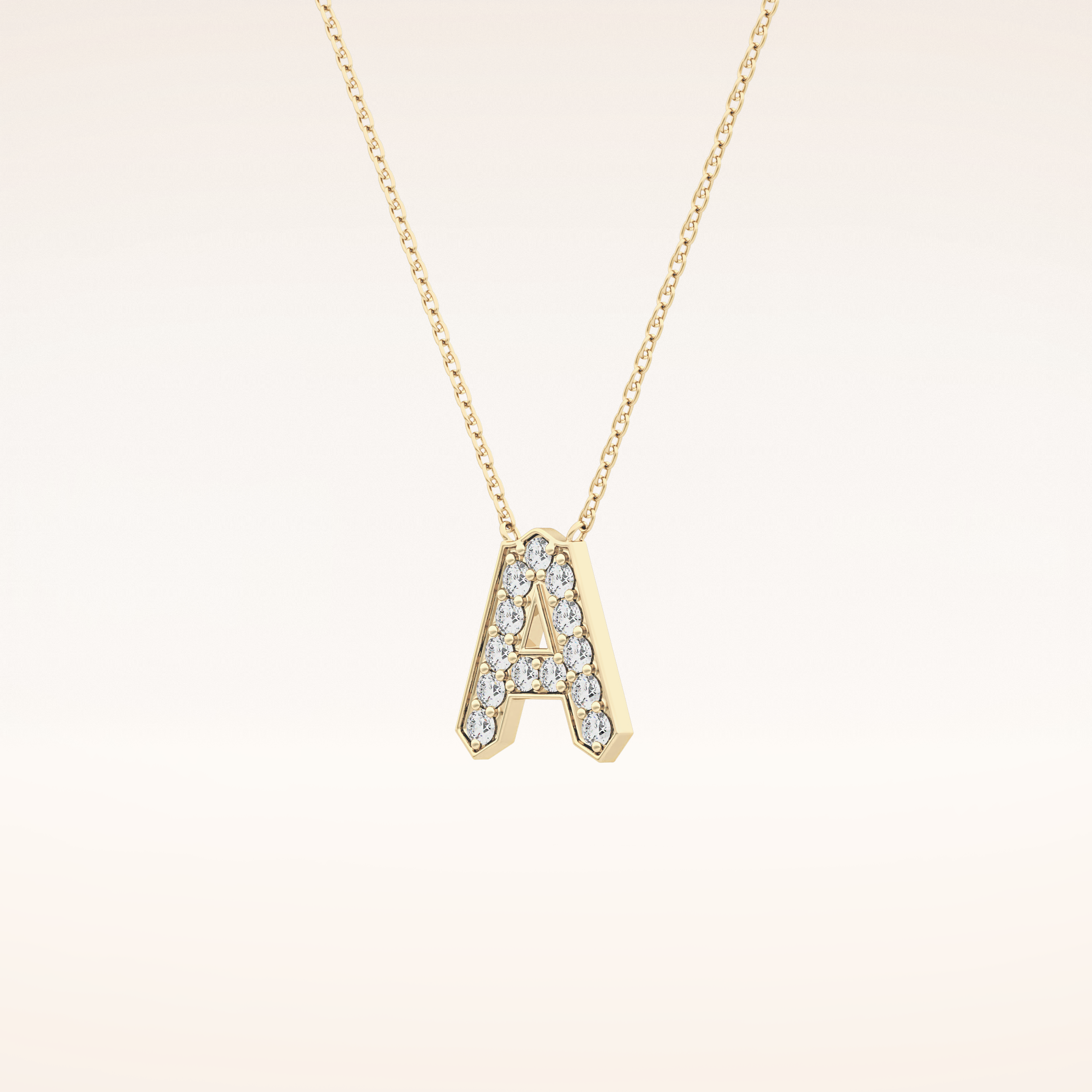 0.226 TCW Round Cut Moissanite A Initial Pendant Necklace