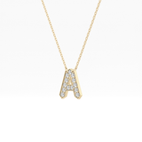 0.226 TCW Round Lab Grown Diamond A Initial Pendant Necklace